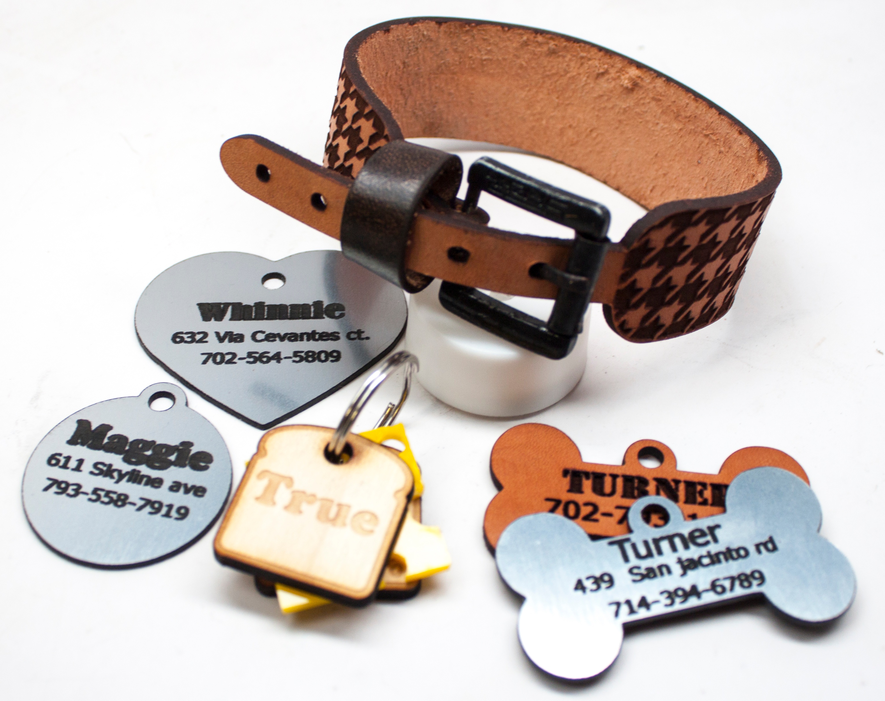 lasercut dog collar and tags